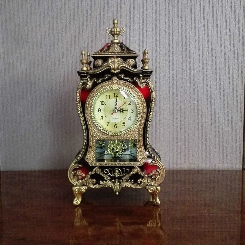 Desk Retro Alarm Clock Vintage Clock Classical Royalty Sitting Room TV Cabinet Imperial European Sit Pendulum ZM1104