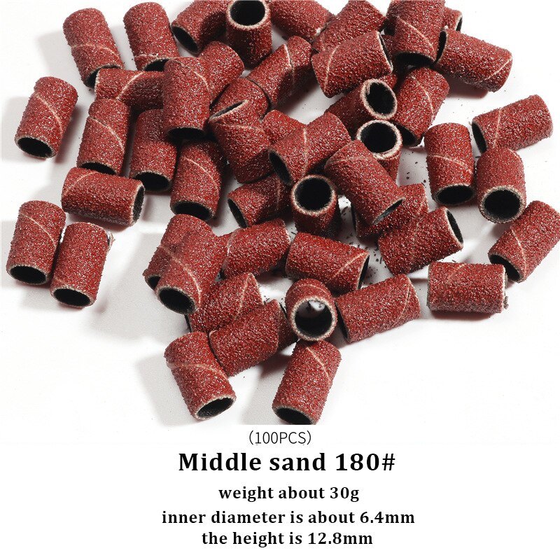 Cabezal cilíndrico para pulir uñas, pulir ruedas, pulir, especial, anillos de pulido, taladro de uñas, herramienta de manicura, 80 #120 #180 #50/100 paquete