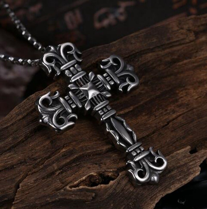 Color hombres colgante clásico Cruz oración Cristo Acero inoxidable hombres mujeres joyería