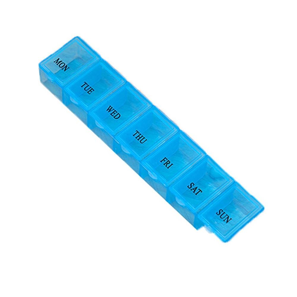 3 farve 7 dage ugentlig pille medicin æske tablet holder opbevaring organizer container taske pille æske splitter: Blå