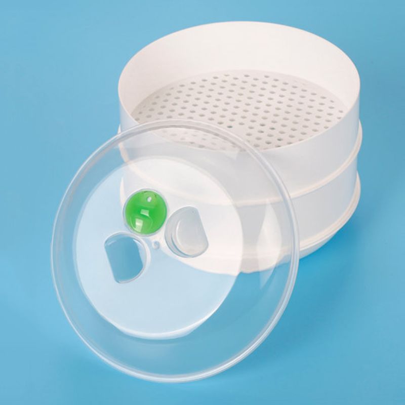 Europa Estilo Plástico Único-Camada Forno De Microondas Een Damp De Plástico Redondo Vapor De Microondas Com Tampa Cozinha cozinh