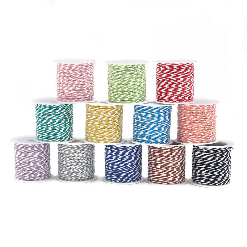 10m/roll bicolore coton cordon coloré cordon corde Beige torsadé artisanat macramé chaîne bricolage maison Textile mariage décoratif approvisionnement