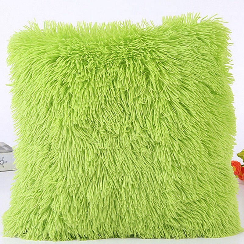 Pluizige Zachte Pluche Vierkante Kussen Kussen Case Kamer Sofa Taille Gooi Kussenhoes: Groen