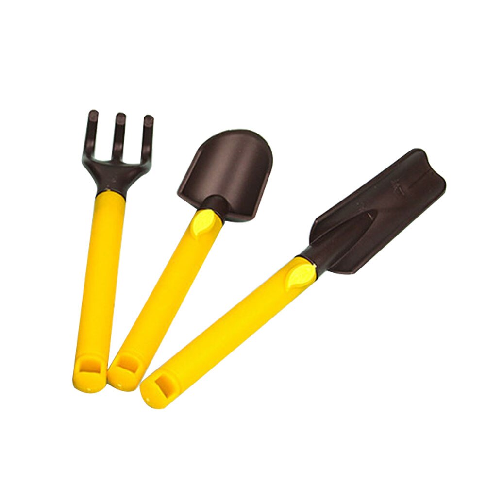 3pcs Kids Gardening Tools Kit Plastic Safe Gardening Tools Trowel Rake Shovel --M25: Yellow