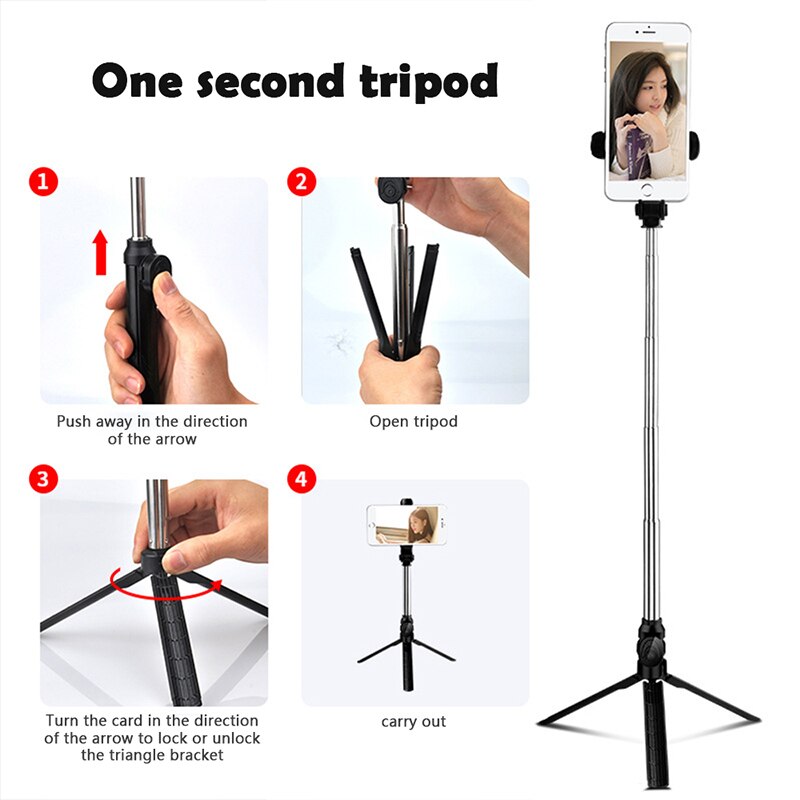 XT10 Palo Selfie 4 In 1 Draadloze Bluetooth Compatibel Selfie Stick Opvouwbare Monopod Handheld Stick Voor Iphone Xs 11 Selfi stok