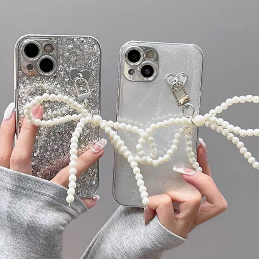 Coreano pérola arco pingente chaveiro para mulheres, moda doce, chaveiro mochila pingente de telefone móvel artesanal, jóias ornamento presentes