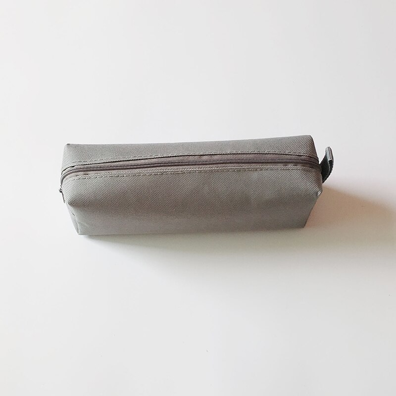 Pencil Case Makeup Bag Canvas Zipper Pen Bag Box Solid Cosmetic Bag School Stationery Bag Cosmetic Brush Bag For Girl Boy: grey