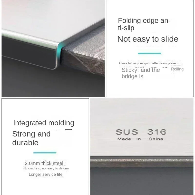 Panneau et planche à découper en acier inoxydable 316, planche à découper à surface amassée extra large double face épaissie pour la cuisine et la maison