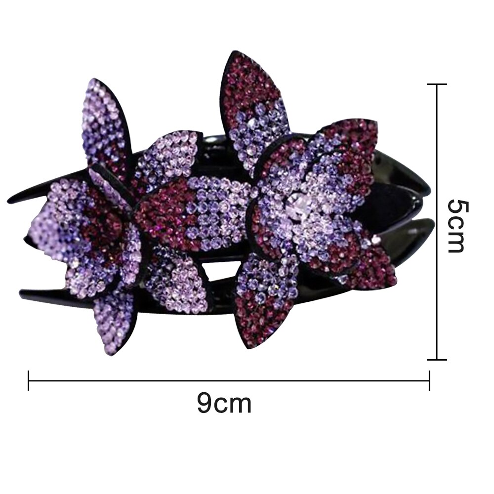 Strass Dubbele Bloem Haar Clip Flexibele Duurzaam Vrouwen Zwaluwstaart Haar Clip: 8