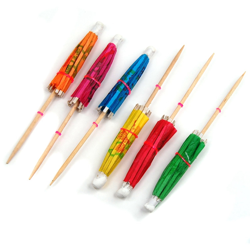 Ombrelli Da Cocktail 50 Pezzi - Decorazione Drink Hawaiana, Bambù E Carta, Per Party - Foto 6