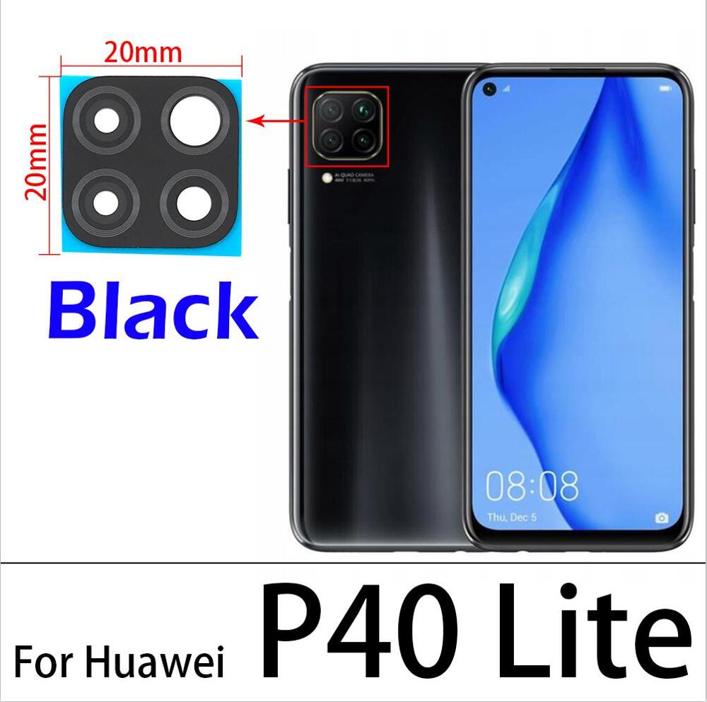 1Pcs Glas Kamera Objektiv mit Band Für Huawei Honor 10 20 20S 30 30S X10 P30 Pro p40 Lite Ersatz: P40 Lite Black