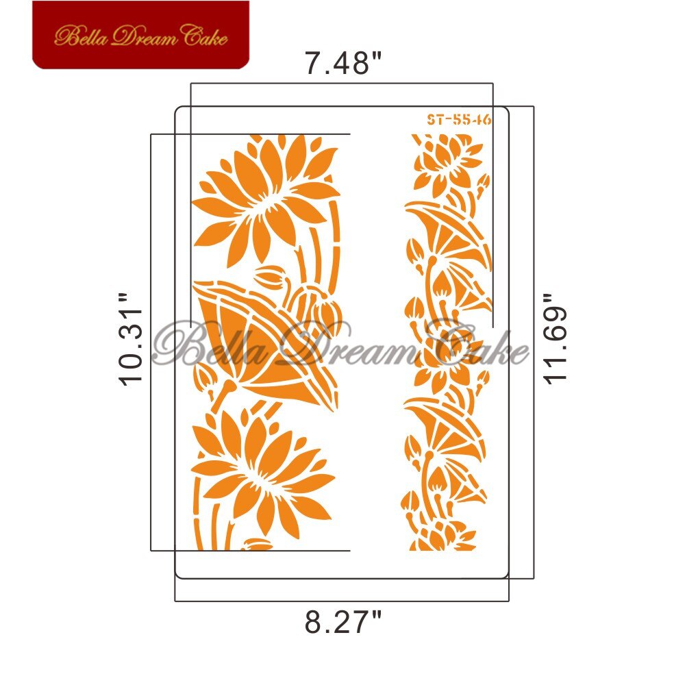 Flower Leaf Pattern Cake Stencil Plastic Layering Stencils DIY Scrapbooking Drawing Stencils Christmas Home Decoration Template: ST-5546