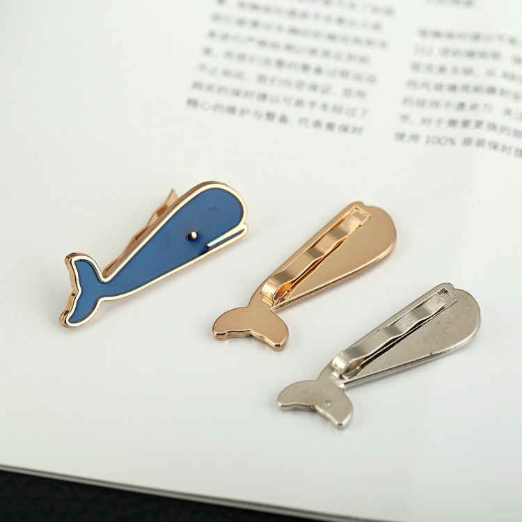 i-Remiel Original Business Metal Classic Whale Tie Clip Simple Men's Suit Pocket Clip Necktie Clips Pin for Mens Jewelry