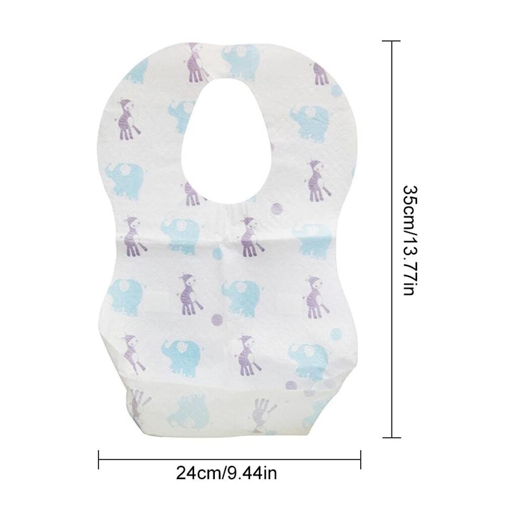 10x Infant Feeding Saliva Towel Accessories Cartoon Pattern Disposable Baby Bibs with Food Catcher Pocket 1-6 Years Old