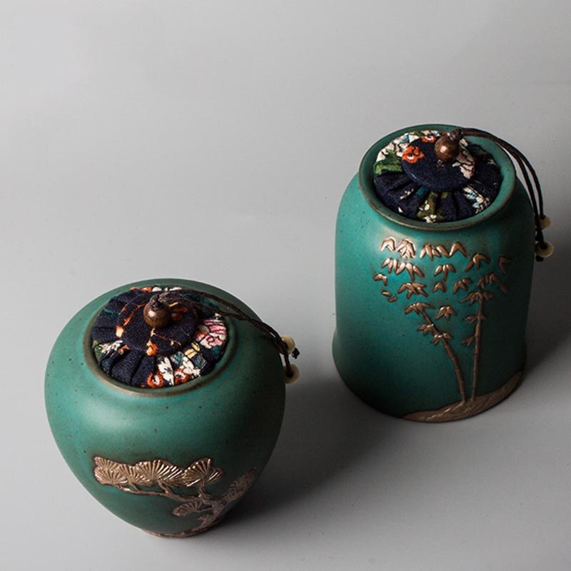 Tea Storage Jar Ceramic Art Tieguanyin Puer Holder Coarse Pottery Box Coffee Beans Caddy Container Teaware Accessories