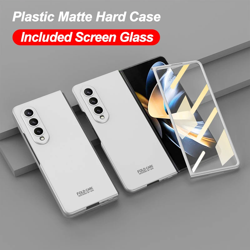 GKK Luxe Plating Screen Glass Cover Voor Samsung Galaxy Z Fold 4 Case Camera Bescherming Hard Plastic Voor Galaxy Z Fold4 5 Case: Voor Galaxy Z Fold4(7.6 ") / Trans-Donker Roze