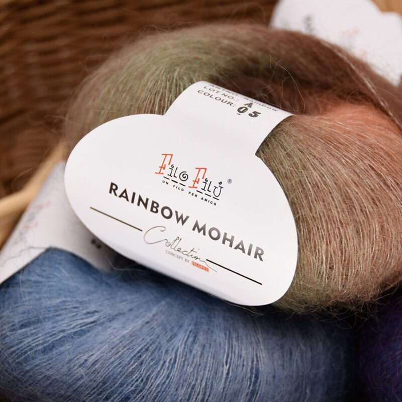 Regenboog Sectie Geverfd Mohair Garen Hand-Gebreide Gradient Diy Super