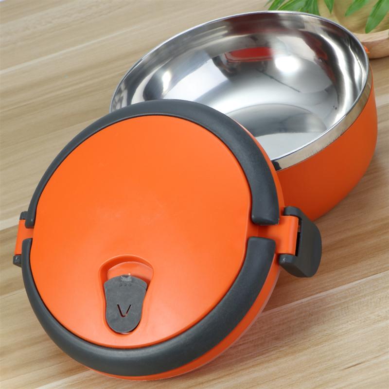 One Tier Stainless Steel Thermal Insulated Lunch Box Lock Container Food Storage Boxes (Orange)