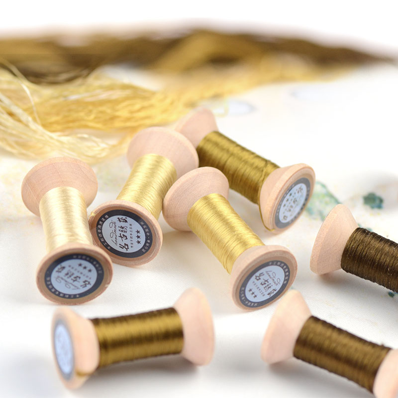 20 meters each spool /Silk thread / handmade embroidery thread / wrapped flower silk line / Mustard yellow