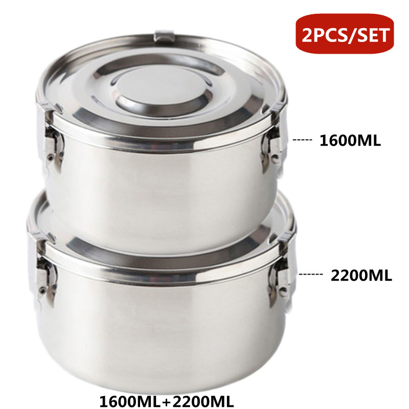 350-3000ML Microwave Lunch Box Food Grade 304 Stainless Steel Anti-leak Bento Box Strong Tightness Picnic Box For Fruits Snacks: GRAY
