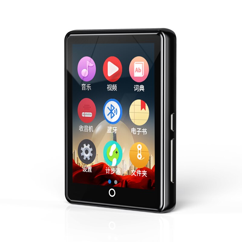Lecteur MP3 en métal avec grand écran tactile de 2.8 pouces, Bluetooth 5.0, haut-parleur intégré, podomètre, e-book, enregistrement, radio et vidéo