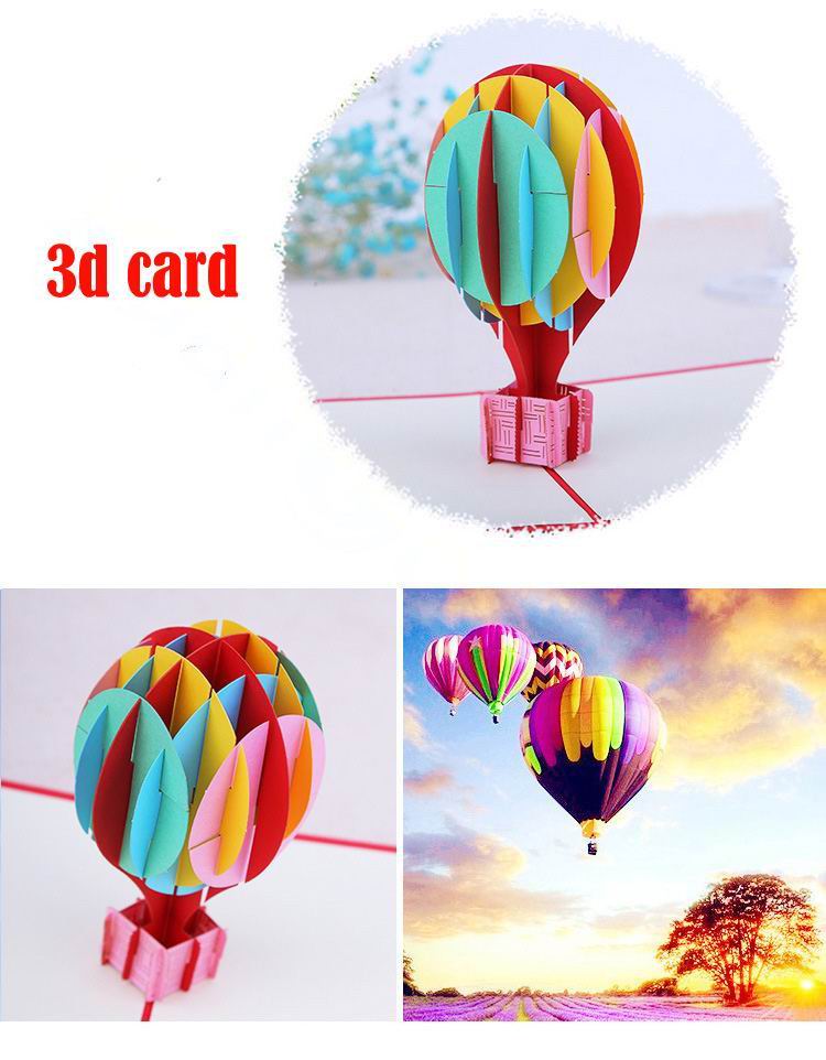 3d flamingo fødselsdag pop op kort festival fest lykønskningskort taksigelse velsignelse kort postkort invitation kort: Varmluftballon