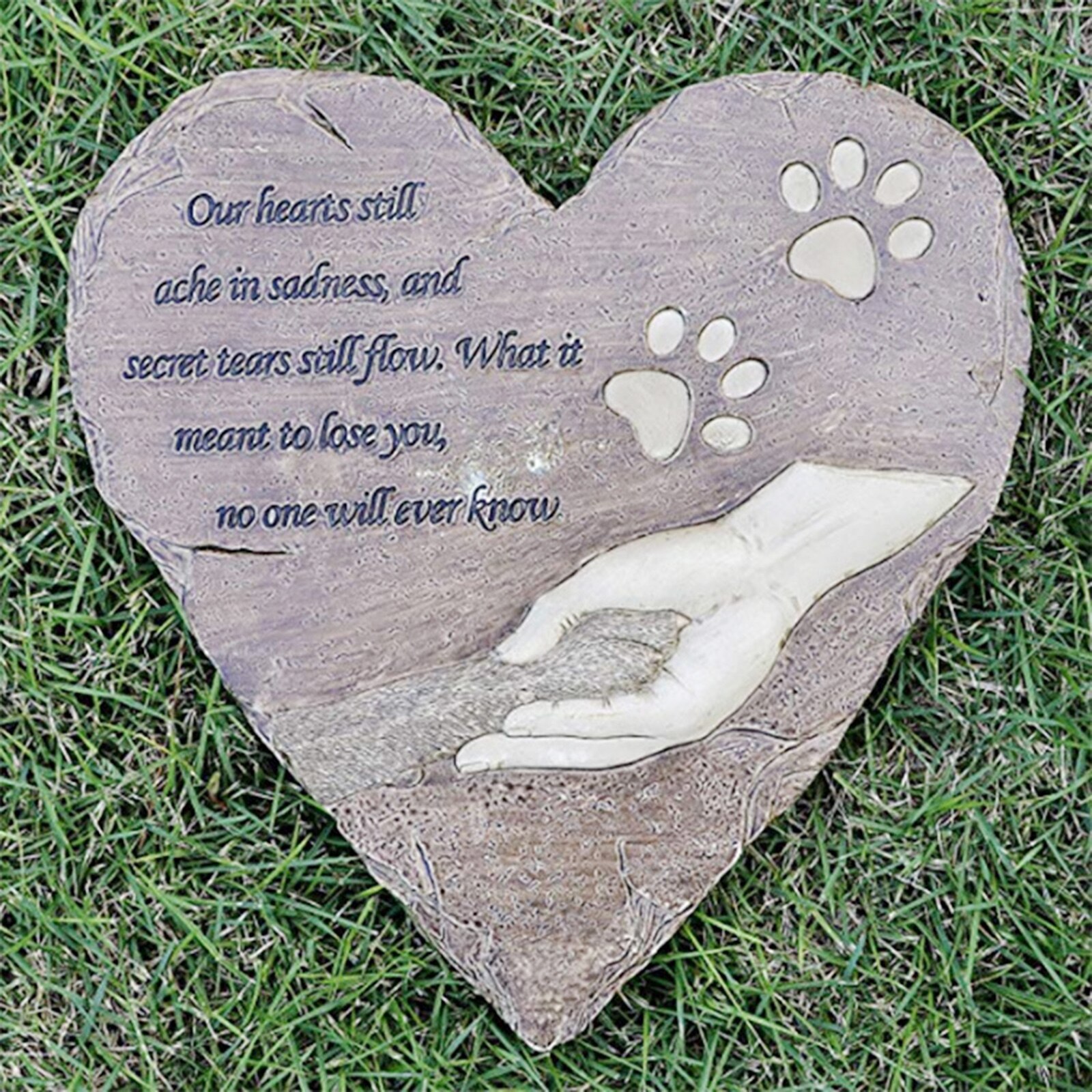 Pet Memorial Stone Paw Print Dog Grave Marker Cat Backyard Headstone