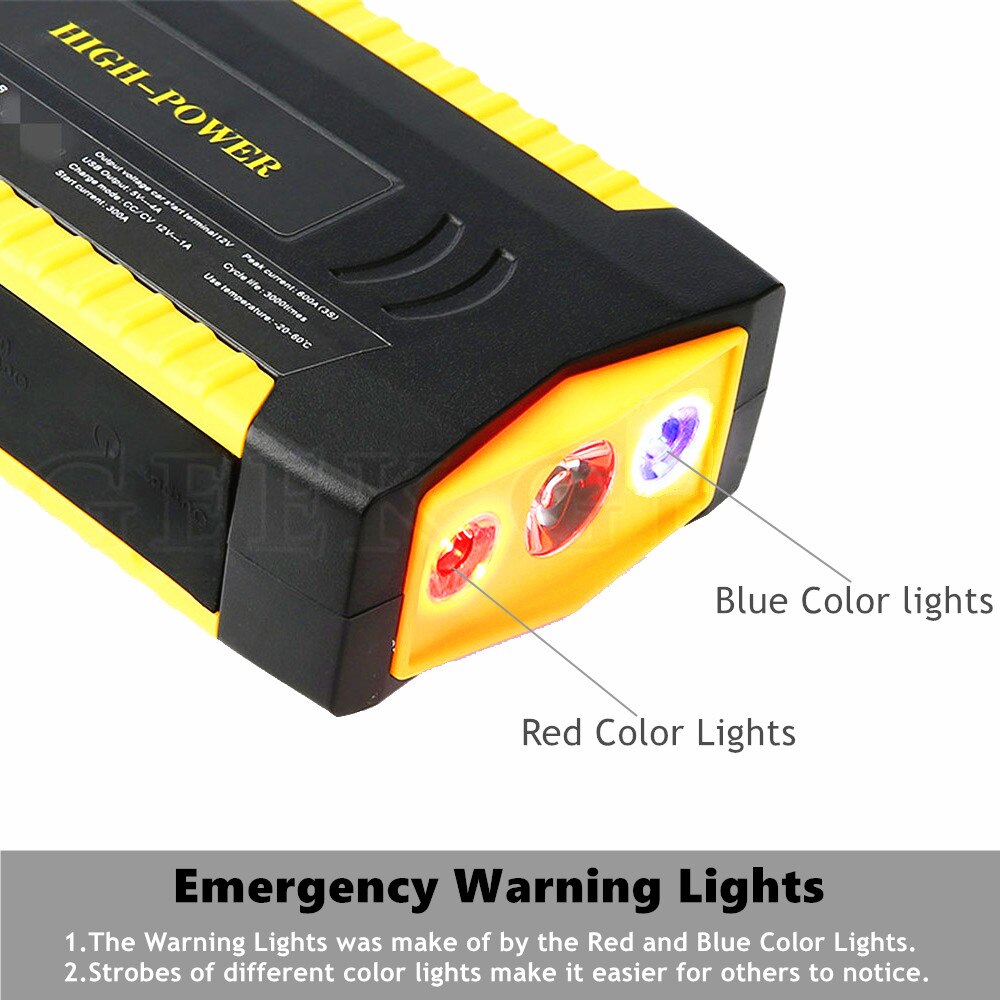 GKFLY High Capacity Car Jump Starter Power Bank 12V Portable Car Starter Starting Device Booster Starter with Cables Buster LED