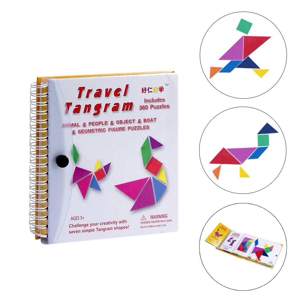 1 sæt 360 puslespil magnetisk rejse tangram pædagogisk børn legetøjsudfordring iq bog i 3-100 år a til familie: Default Title