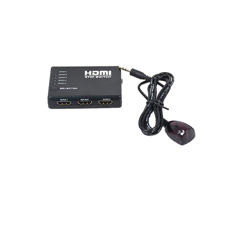 HDMI-compatible Switch 5 in 1 out HD Video Computer Host Monitor Display Sharing With Infrared Remote Control Switch