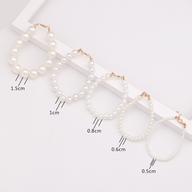 Parel Armbanden Elastische Chain Armbanden Voor Vrouwen Meisje Elegante Witte Bal Eenvoudige Sieraden Partij Bruiloft Dagelijks Leven Accessorie