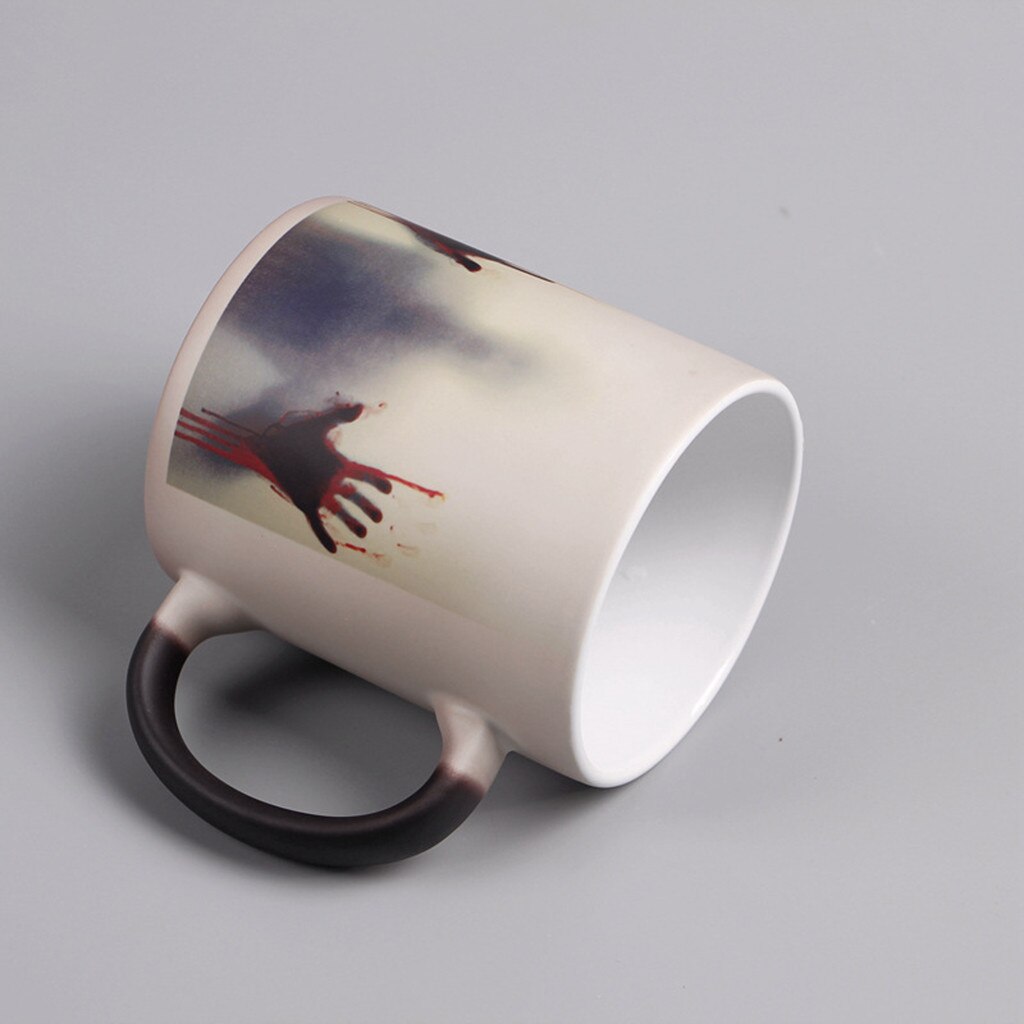 Color Changing Mug Blood Handprint Cup Thermal Color Changing Coffee Cup Beer Mug Tea Glass Whiskey Glass Cups