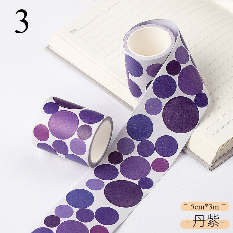 5cm*3m Colored Round Washi Tape Kawaii Dots Label Masking Tape Decorative Adhesive Tape Sticker Scrapbooking Sealing Stationery