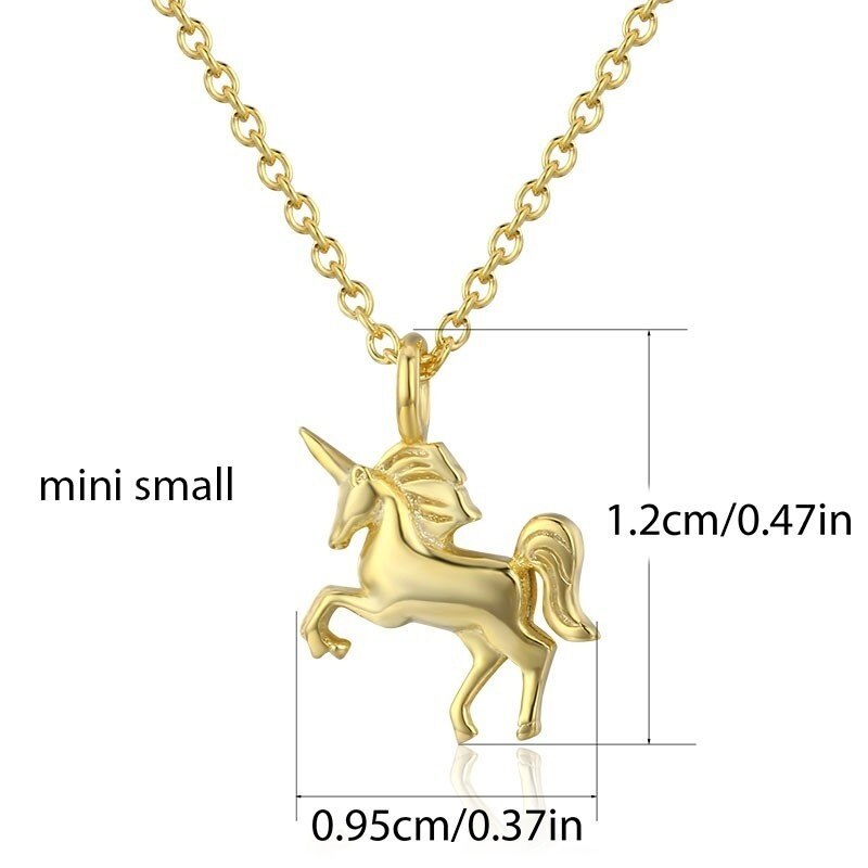 Carino piccolo ciondolo con ciondolo unicorno in argento Sterling 925 collana girocollo corta donna ragazza cavallo catena gioielli kolye collier regalo