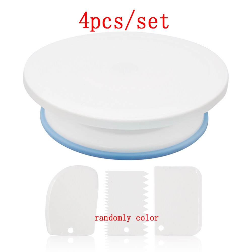 27Cm Plastic Taart Draaitafel Roterende Taart Plastic Deeg Mes Decoreren Draaitafel Anti-Slip Ronde Cake Stand Rotary tafel: 4pcs set
