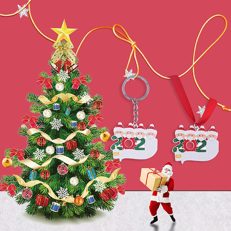 Juledekoration karantæne julemanden nøglering juletræ hængende vedhæng smykker jul klingeklokker