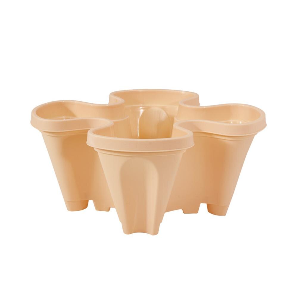 Plastic Stackable Vertical Planter, Seedling Holder Garden Planter Gardening Nursery Pots for Strawberry Planting (Beige)