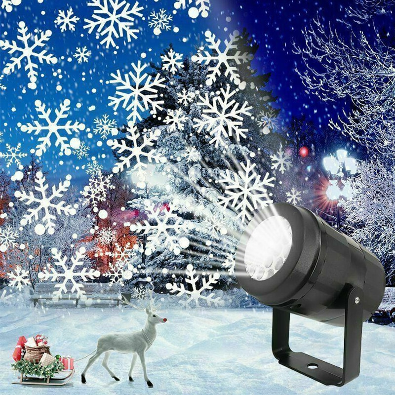 Proiettore di fiocchi di neve luce super luminosa spostare neve natale portato luci laser esterno impermeabile prato paesaggio decorazioni per feste di natale