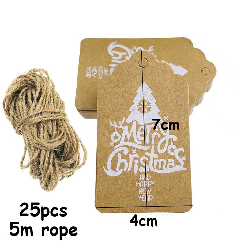 25 stück weihnachtsanhänger aus kraftpapier mit weihnachtsmotiven, weihnachtsbaum und elch, diy-anhänger, weihnachtsfeier-gastgeschenke