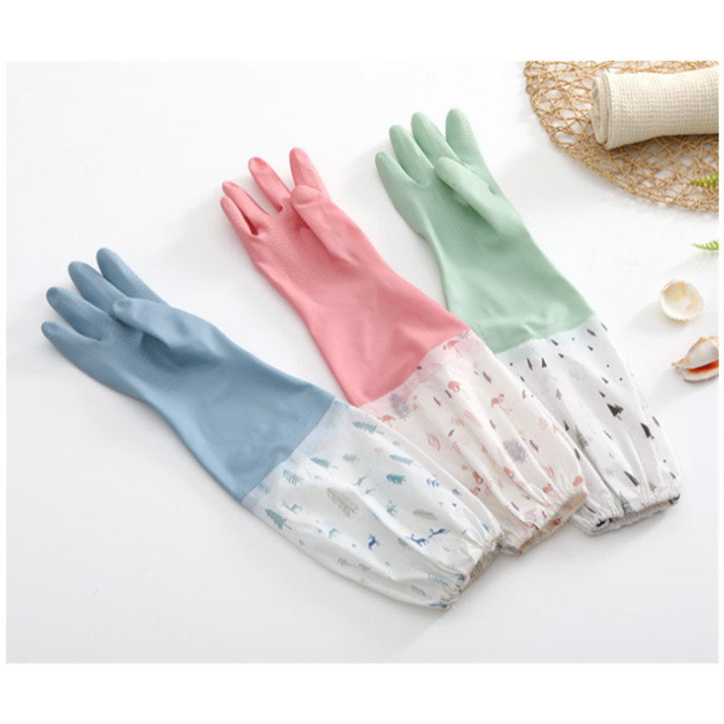 Guantes de goma para lavar platos, manoplas de látex impermeables para limpieza del hogar, con forro aterciopelado de algodón para Cocina