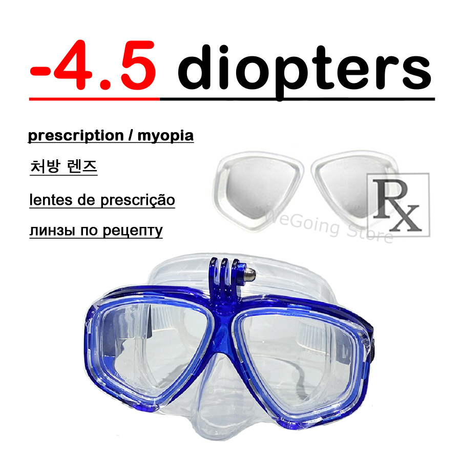 Gopro Optisch Duikmasker Bijziend Duikbril Camerahouder Aangepaste Dioptrie Duikbril met Receptlens: Marineblauw