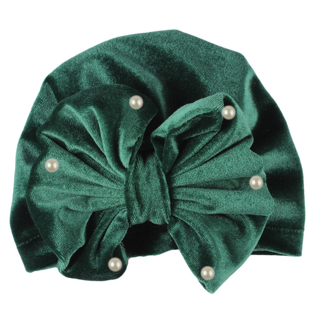 Chapeau indien en velours doré pour enfants | Perles, chapeau avec nœuds, casquette pour enfants, couvre-chef pour filles, 11 couleurs, offre spéciale,: dark green