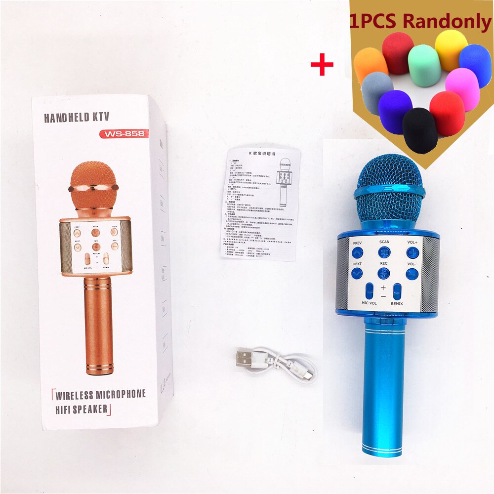 Bluetooth Handheld Karaoke Speaker Player Machine for Kids Adults Home KTV Party for Android/Iphone/Ipad/Pc Girl Boy (Blue): T3- blue