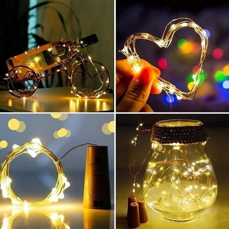 Wine bottle light 2m LED wine bottle cap cork with battery string lights indoor outdoor party wedding Christmas Halloween bar de
