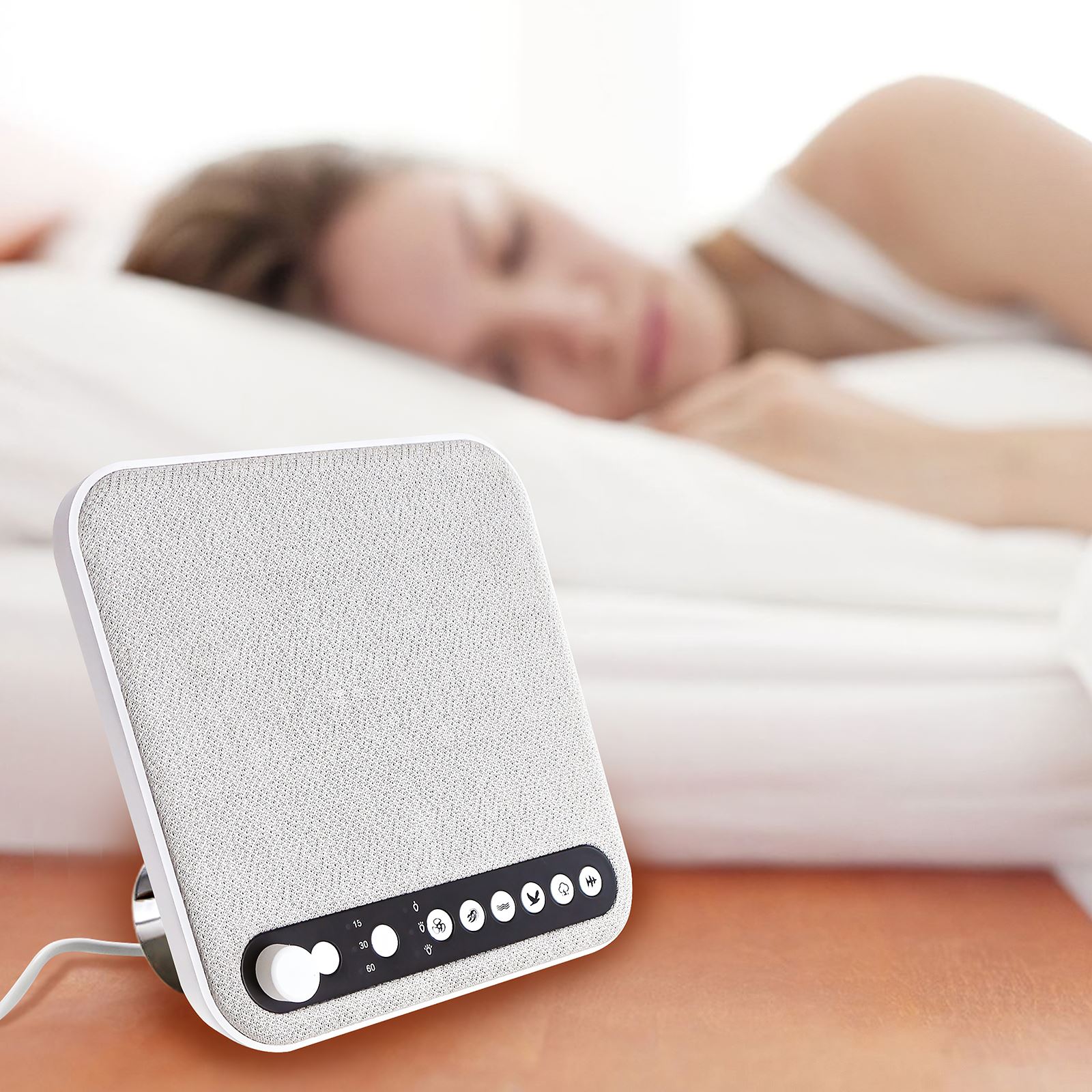 White Noise Machine USB Rechargeable Timing Shutdown Sleep Sounder Portable White Noise Sleep with 6 Natural Sounds