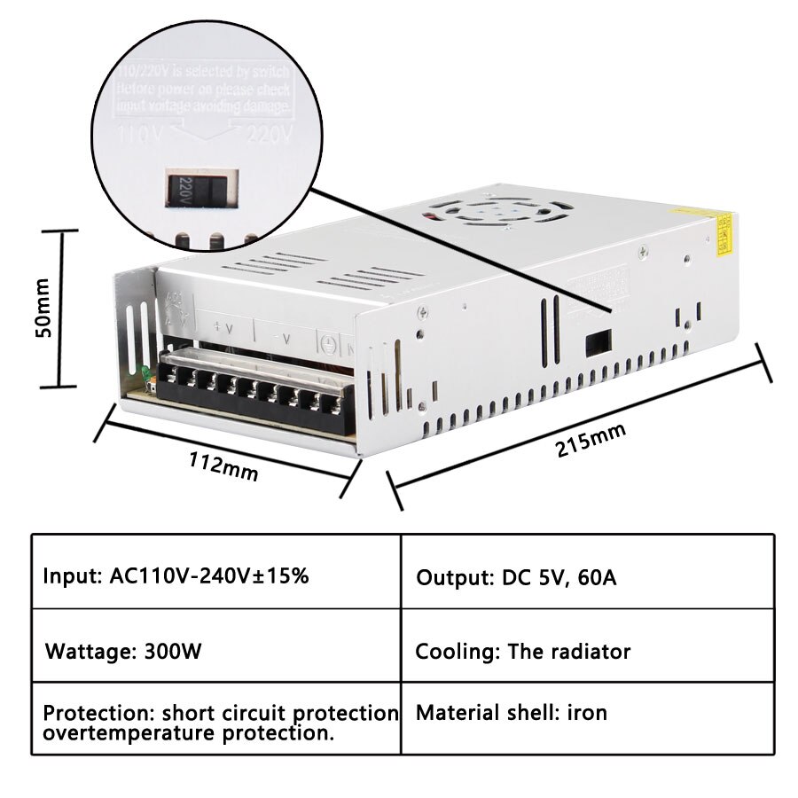 AC DC 110V 220V TO 5V Power Supply 5V 2A 3A 5A 10A 20A 30A 5V Power Supply Transformer 220V To 5 V Volt Alimentation Led Driver