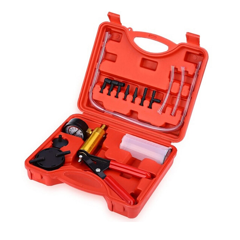 Automotive 2 in 1 Hand Held Vacuum Pump Tester Set Vacuum Gauge and Brake Bleeder Kit FOR Break Bleeding & Pressure Testing