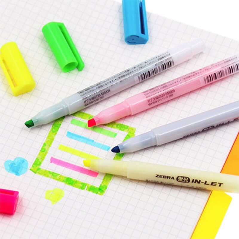 Japan zebra highlighter wks 9 5 stk farve højdepunkter markering studerende slik farve søde noter 4mm
