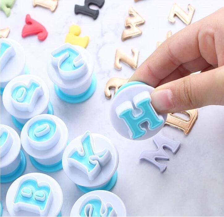Bakervarer form brev fondant cookie kutter 26 stk butikk bokstaver alfabetet og 10 stk antall kake dekorasjonsverktøy gyh