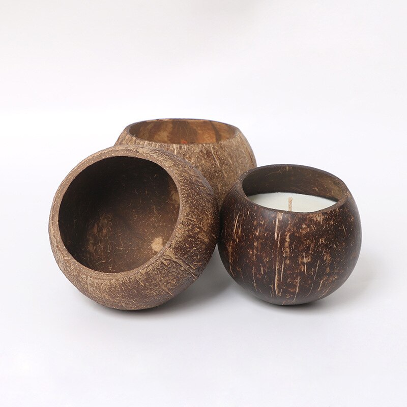 Coconut Shell Handcraft Candle Making Container Empty Bowl DIY Scented Candle Making Soy Wax Candle Cup Accessories